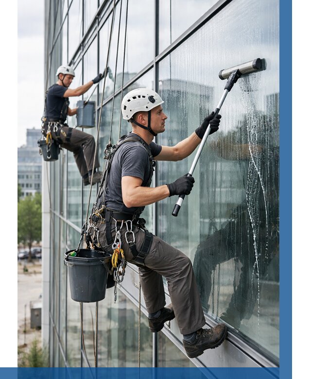 Мойка витражей альпинистами в Киржаче от 722 р. под ключ|ВЫСОТНИК-Крж