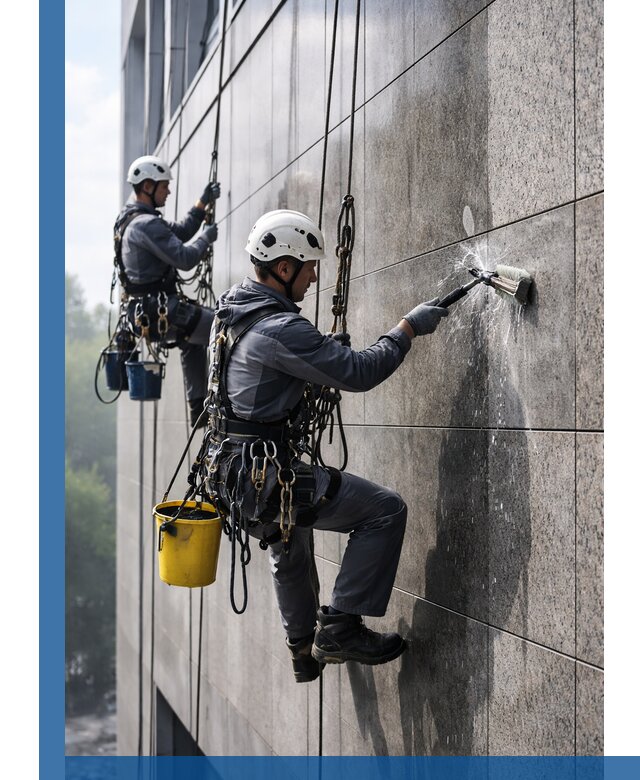 Профессиональная мойка фасада из керамогранита в Киржаче