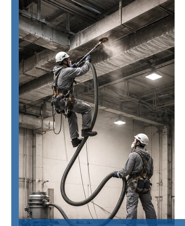 Обеспыливание потолочных конструкций в Киржаче промышленным альпинизмом