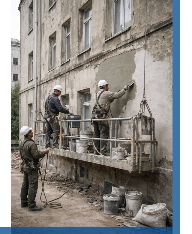 Капитальный ремонт фасада в Киржаче от 4330 р. | ВЫСОТНИК-Крж