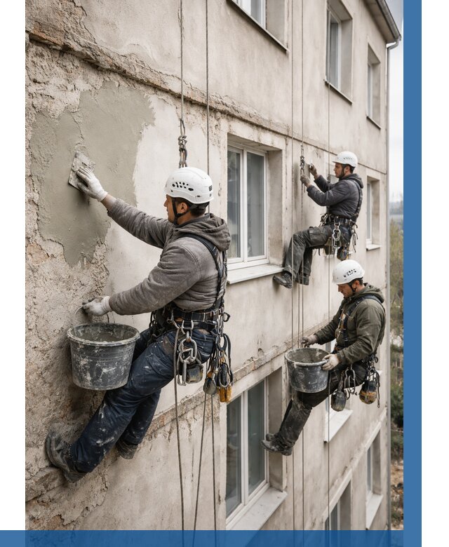 Ремонт штукатурного фасада в Киржаче от 773 р. под ключ | ВЫСОТНИК-Крж