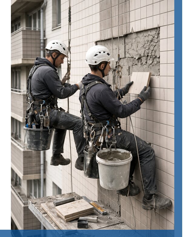 Ремонт облицовки фасада плиткой в Киржаче от 1856 р. | ВЫСОТНИК-Крж