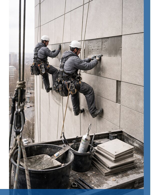 Ремонт фасада из керамогранита в Киржаче от 2578 р. | ВЫСОТНИК-Крж