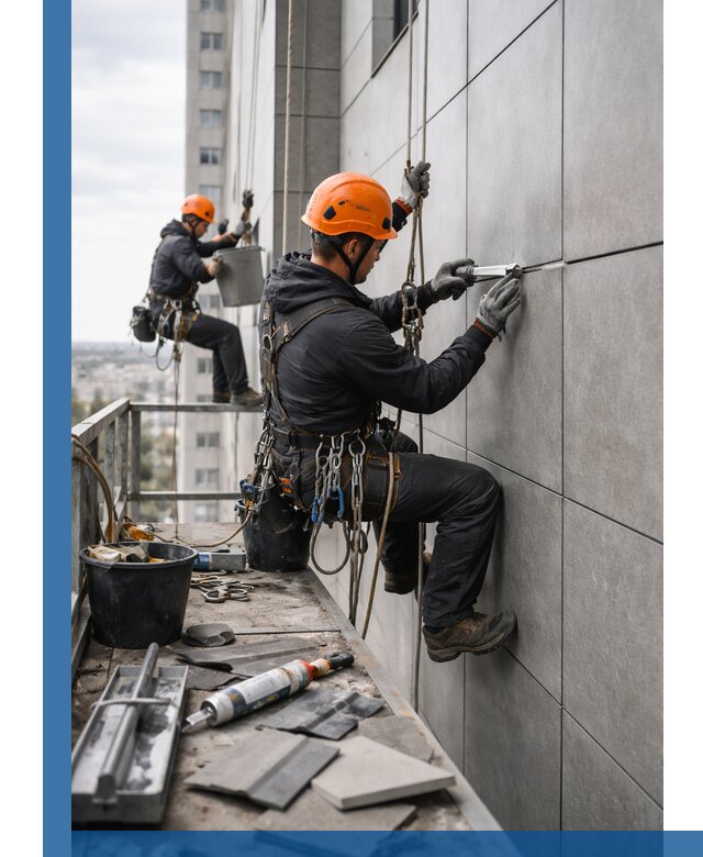 Профессиональный ремонт фасада из керамогранита в Киржаче