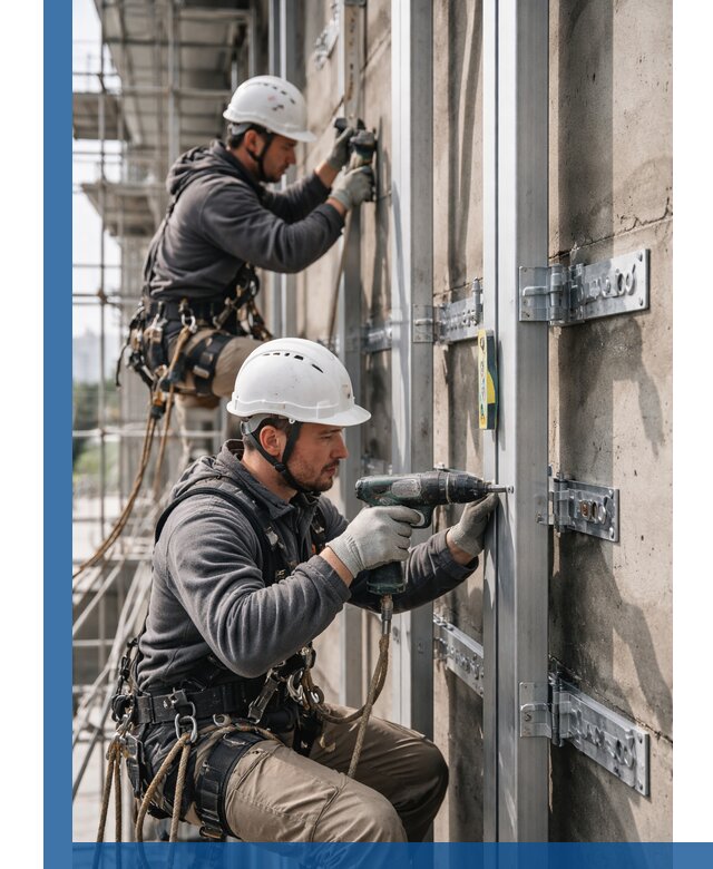 Монтаж и крепление подсистемы вентфасада в Киржаче