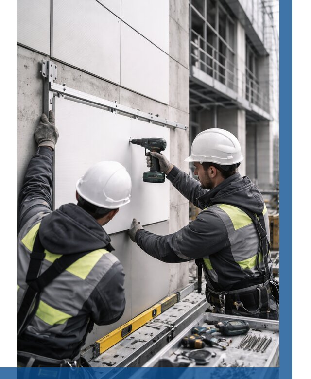 Монтаж композитных панелей фасада в Киржаче от 2578 р. | ВЫСОТНИК-Крж