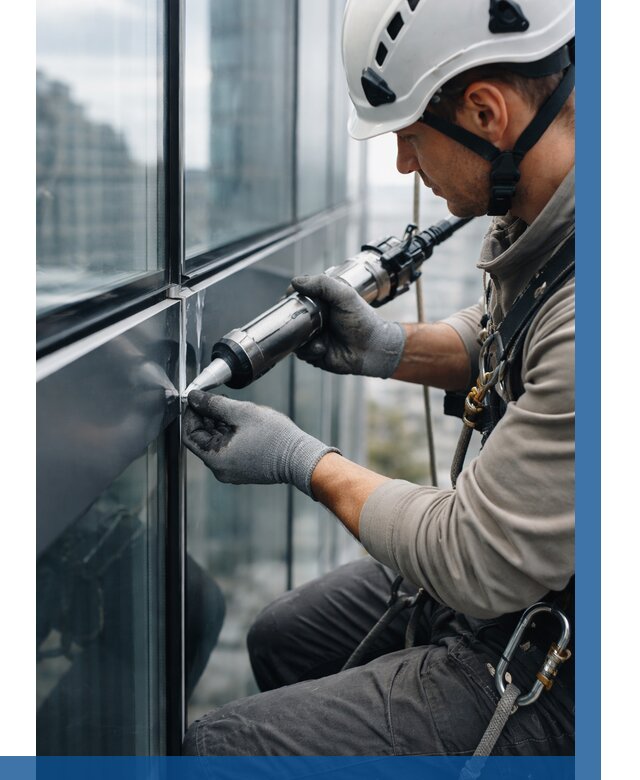 Герметизация стыков витража в Киржаче от 1237 р. | ВЫСОТНИК-Крж