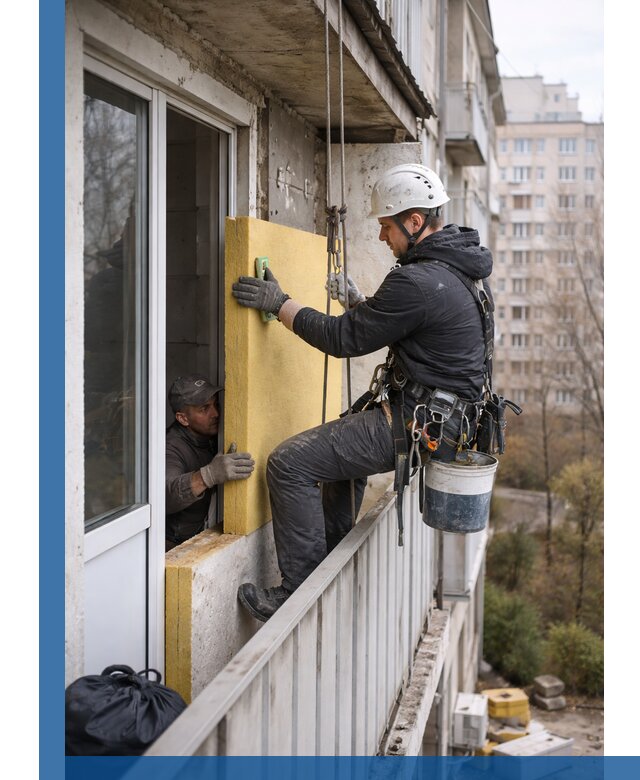 Профессиональное утепление балкона снаружи в Киржаче под ключ