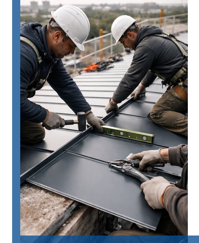 Монтаж фальцевой кровли в Киржаче для промышленных зданий