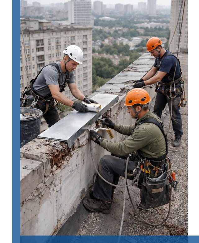 Ремонт парапета на кровле в Киржаче, высотные работы с гарантией