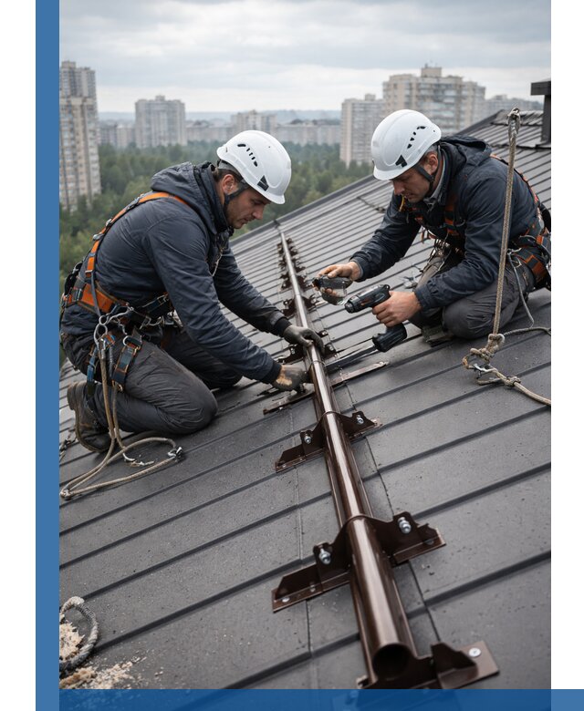 Монтаж снегозадержателей на кровле зданий в Киржаче под ключ