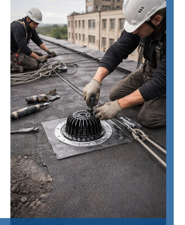 Установка водосточных воронок в Киржаче цена от 3609 р. | ВЫСОТНИК-Крж