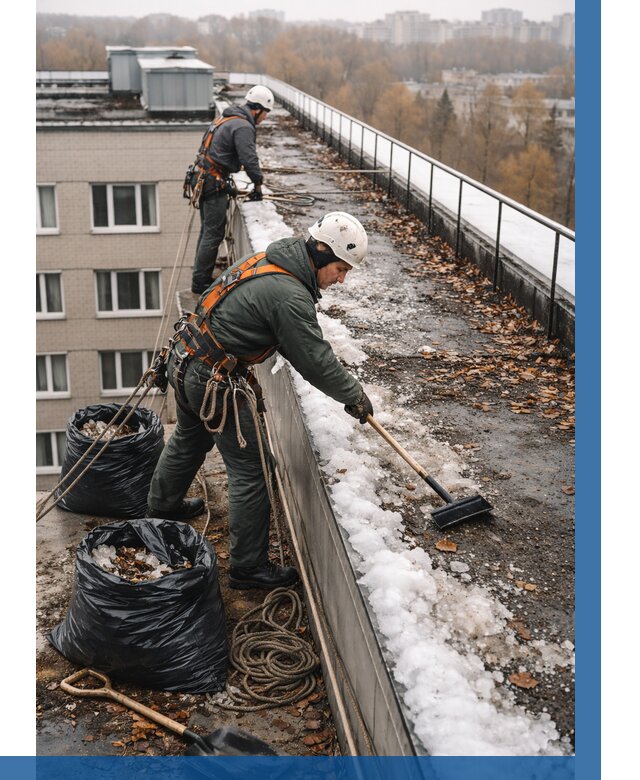 Очистка кровли по периметру в Киржаче от 567 р. | ВЫСОТНИК-Крж