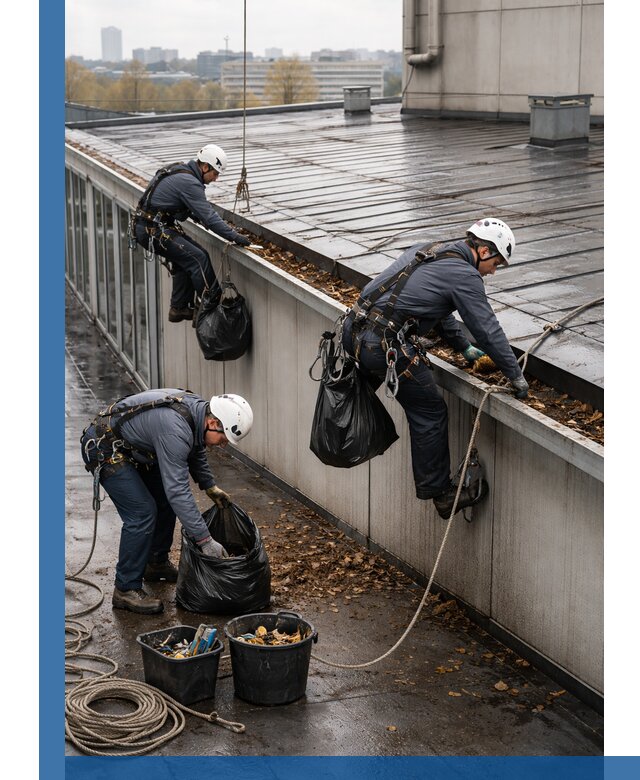 Очистка кровли по периметру в Киржаче силами промышленных альпинистов