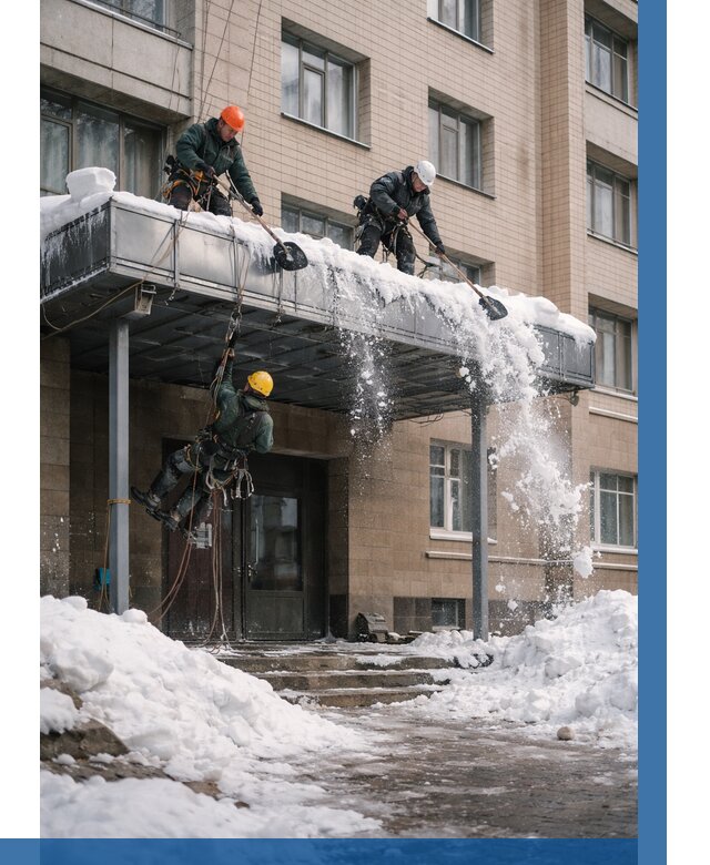 Очистка козырьков от снега в Киржаче от 3609 р. | ВЫСОТНИК-Крж