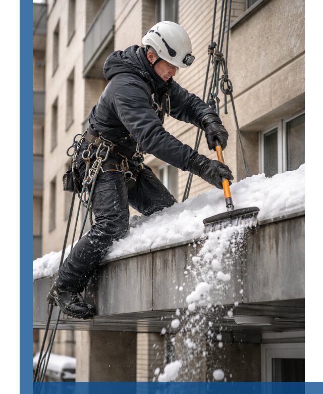 Очистка козырьков от снега в Киржаче круглогодично безопасно