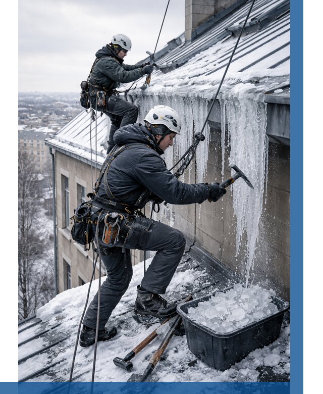 Удаление наледи с кровли в Киржаче от 5671 р. | ВЫСОТНИК-Крж