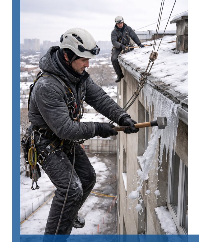 Сбивание и удаление сосулек с крыши в Киржаче безопасно