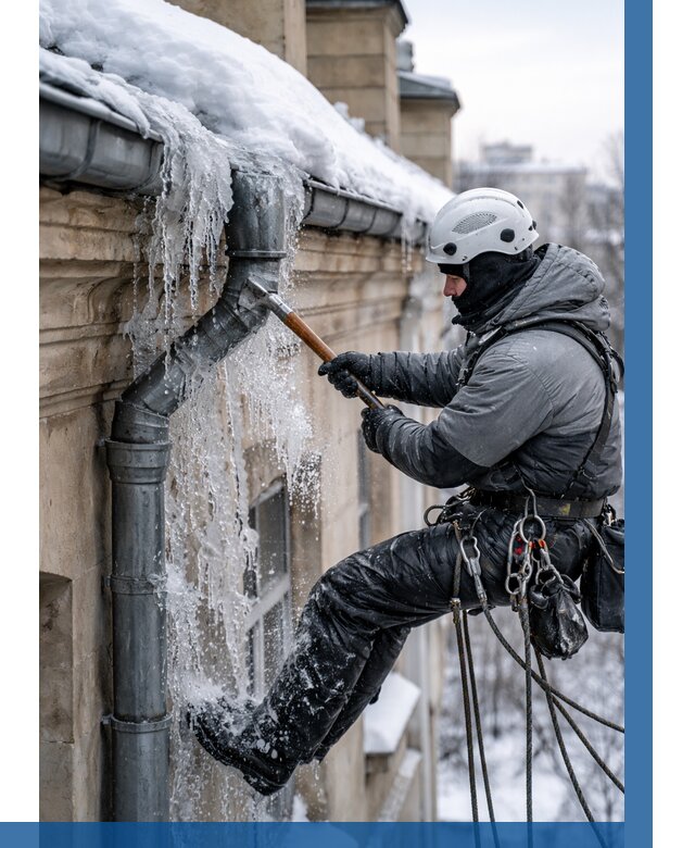 Очистка водостоков от льда в Киржаче от 3609 р. | ВЫСОТНИК-Крж