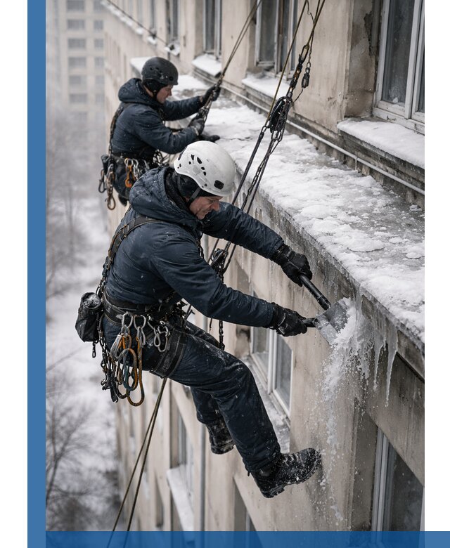 Удаление наледи и сосулек с карнизов в Киржаче профессионально