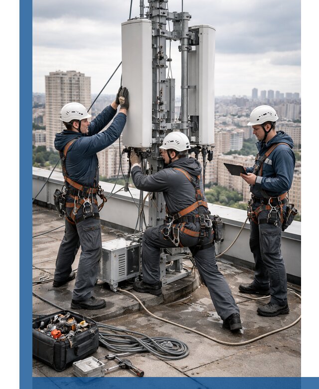 Монтаж антенн связи на крыше в Киржаче с вводом в эксплуатацию