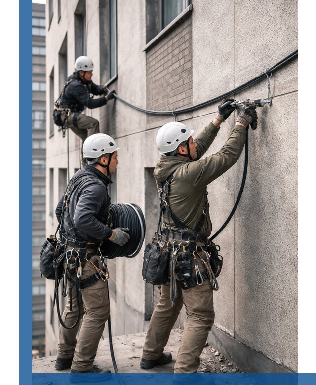 Прокладка кабеля по фасаду в Киржаче, профессиональный монтаж