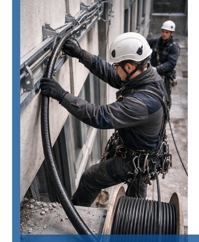 Протяжка кабеля питания на высоте в Киржаче с гарантией безопасности и качества