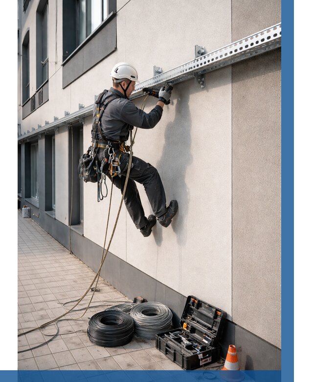 Монтаж кабельных лотков на фасаде в Киржаче от 1237 р. | ВЫСОТНИК-Крж