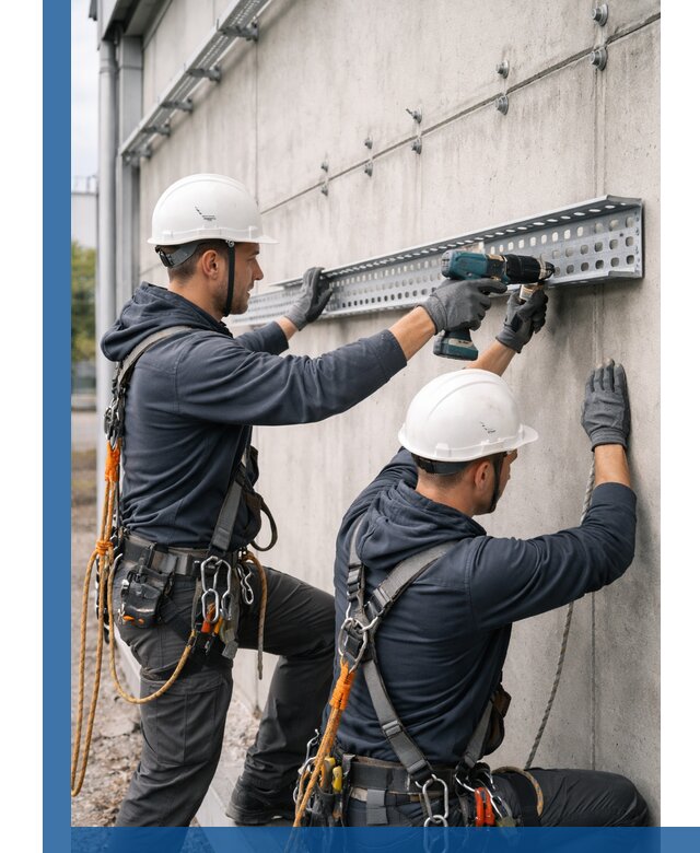 Монтаж кабельных лотков на фасаде зданий в Киржаче с гарантией