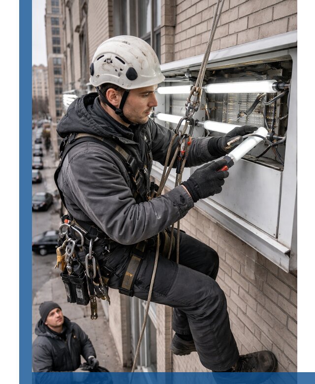 Профессиональная замена ламп в наружной вывеске в Киржаче