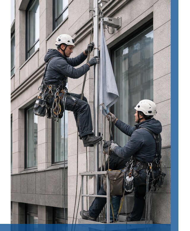 Установка флагов на фасаде в Киржаче от 4640 р. | ВЫСОТНИК-Крж