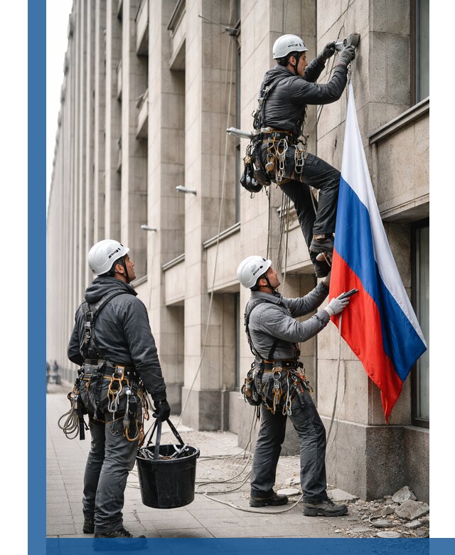 Профессиональная установка флагов на фасаде в Киржаче