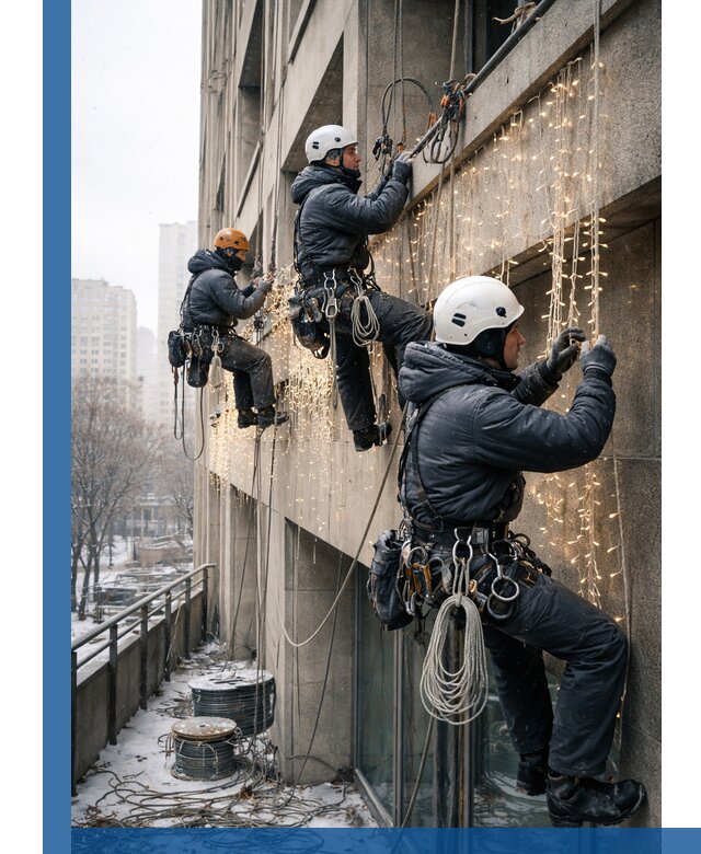 Монтаж новогодней иллюминации и украшение фасадов в Киржаче