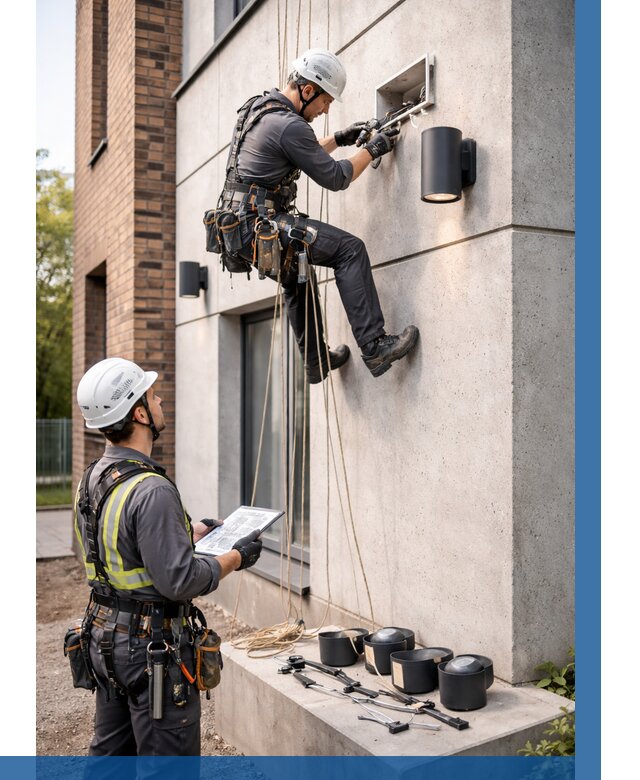 Монтаж фасадного освещения в Киржаче от 2578 р. | ВЫСОТНИК-Крж