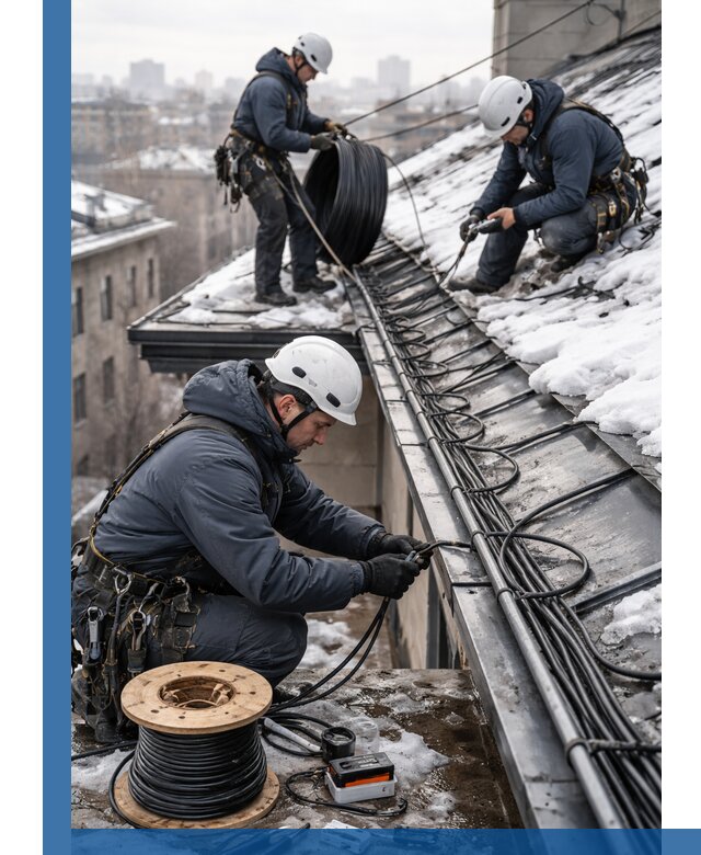 Монтаж греющего кабеля на кровле в Киржаче под ключ