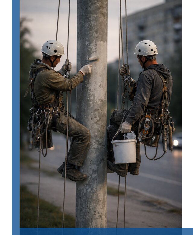 Покраска опор освещения и антикоррозийная защита в Киржаче