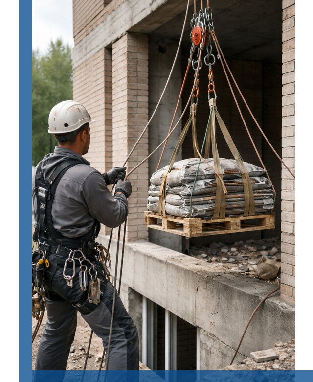 Подъем материалов на этаж веревками в Киржаче оперативно
