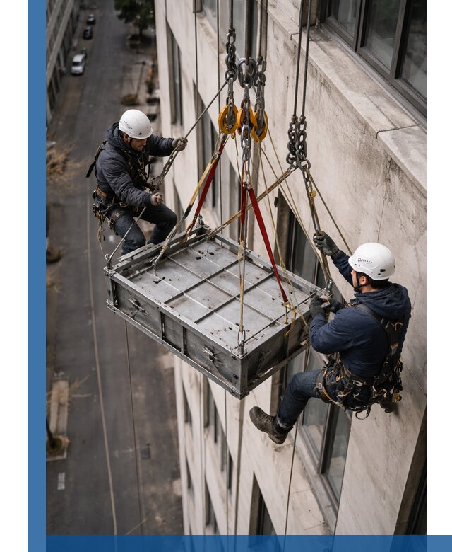 Спуск и подъем грузов по фасаду в Киржаче для зданий