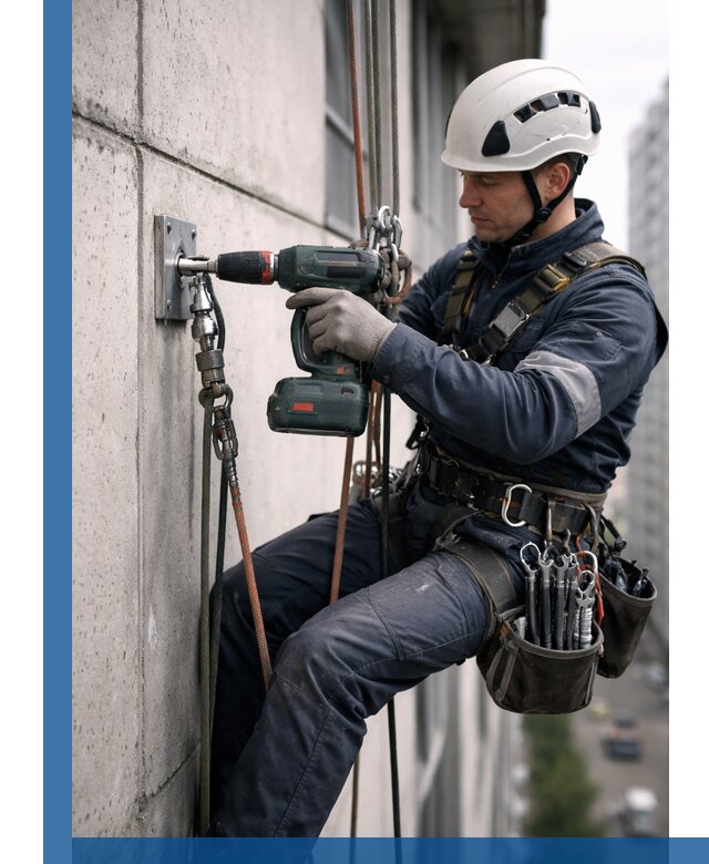 Установка анкерных точек для высотных работ в Киржаче