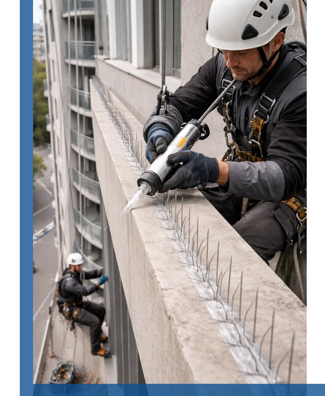 Установка шипов от птиц на фасадах и кровлях в Киржаче